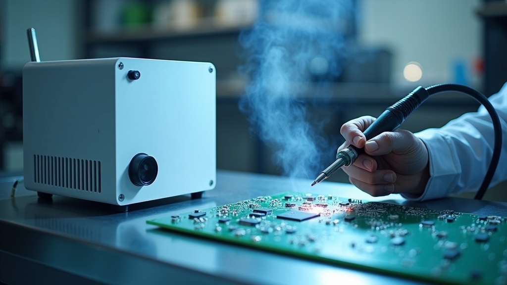 Pochłaniacz oparów lutowniczych przy stanowisku elektronicznym — system filtracji BOFA
